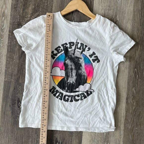 Old Navy Kids White Short Sleeve T-Shirt Keepin It Magical Unicorn Graphic Tee - Picture 8 of 13